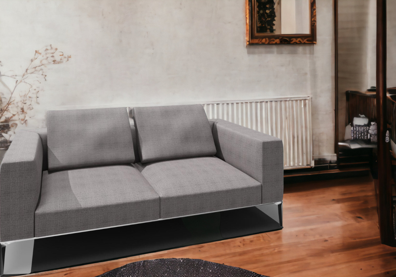 Jaan Living Sofa, 2,5-Sitzer in hellem Grau mit zwei Rückenkissen, modernes Wohnzimmer Sofa.