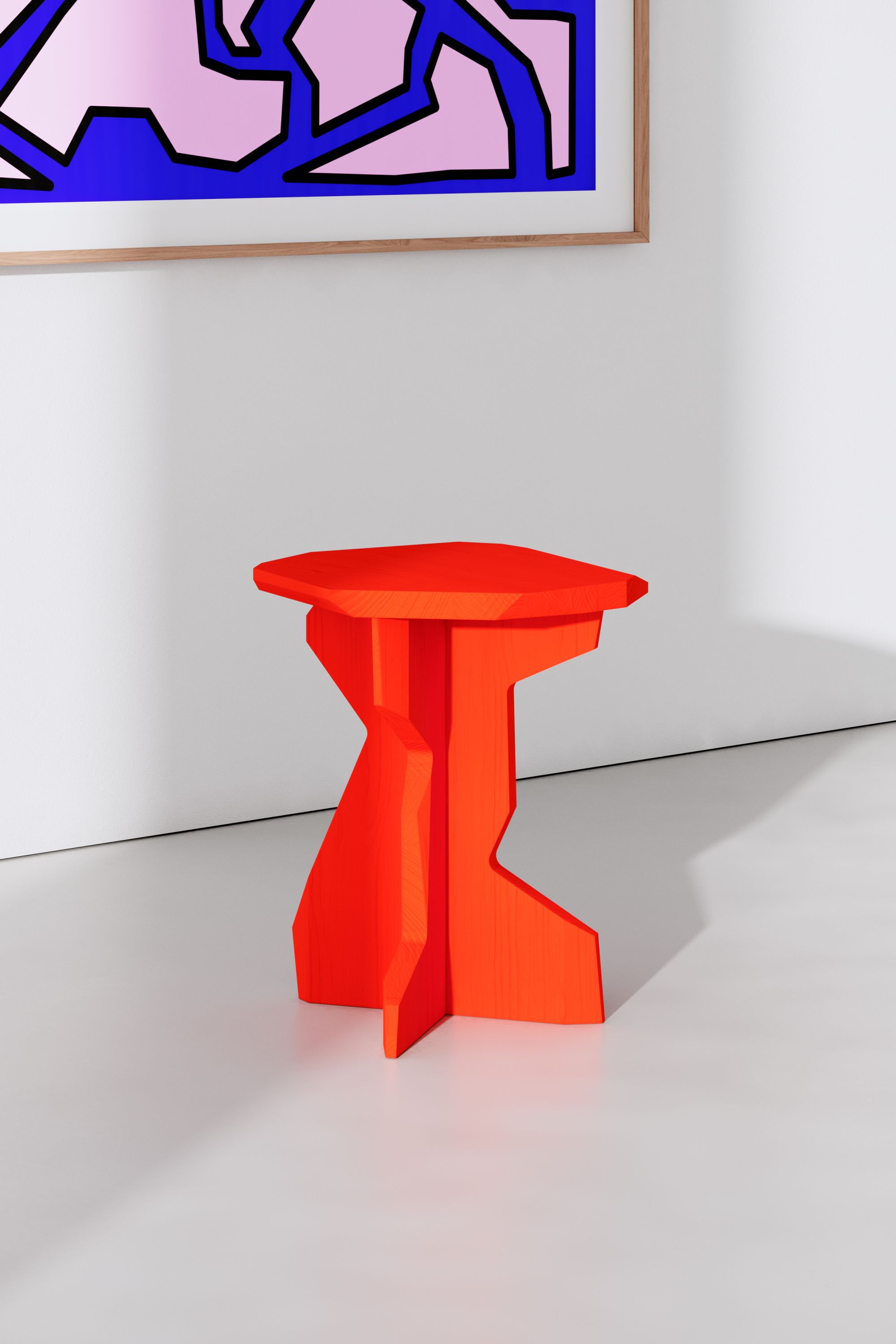 FELS Hocker Esche Out, moderner Design Hocker aus rotem Eschenholz für den Innenbereich.