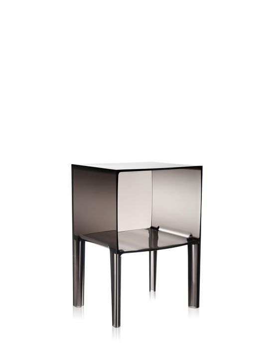 Graue Small Ghost Buster Kommode von Kartell, Nachttisch aus transparentem Kunststoff mit Ablage.
