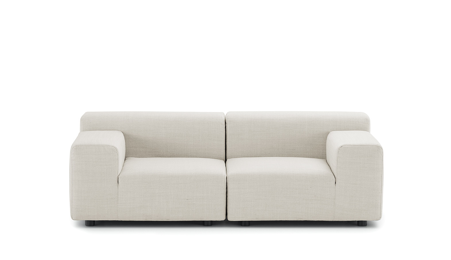 Beiges Kartell 2-Sitzer Outdoor Sofa aus Kunststoff, moderne Gartenmöbel für Terrasse und Balkon.