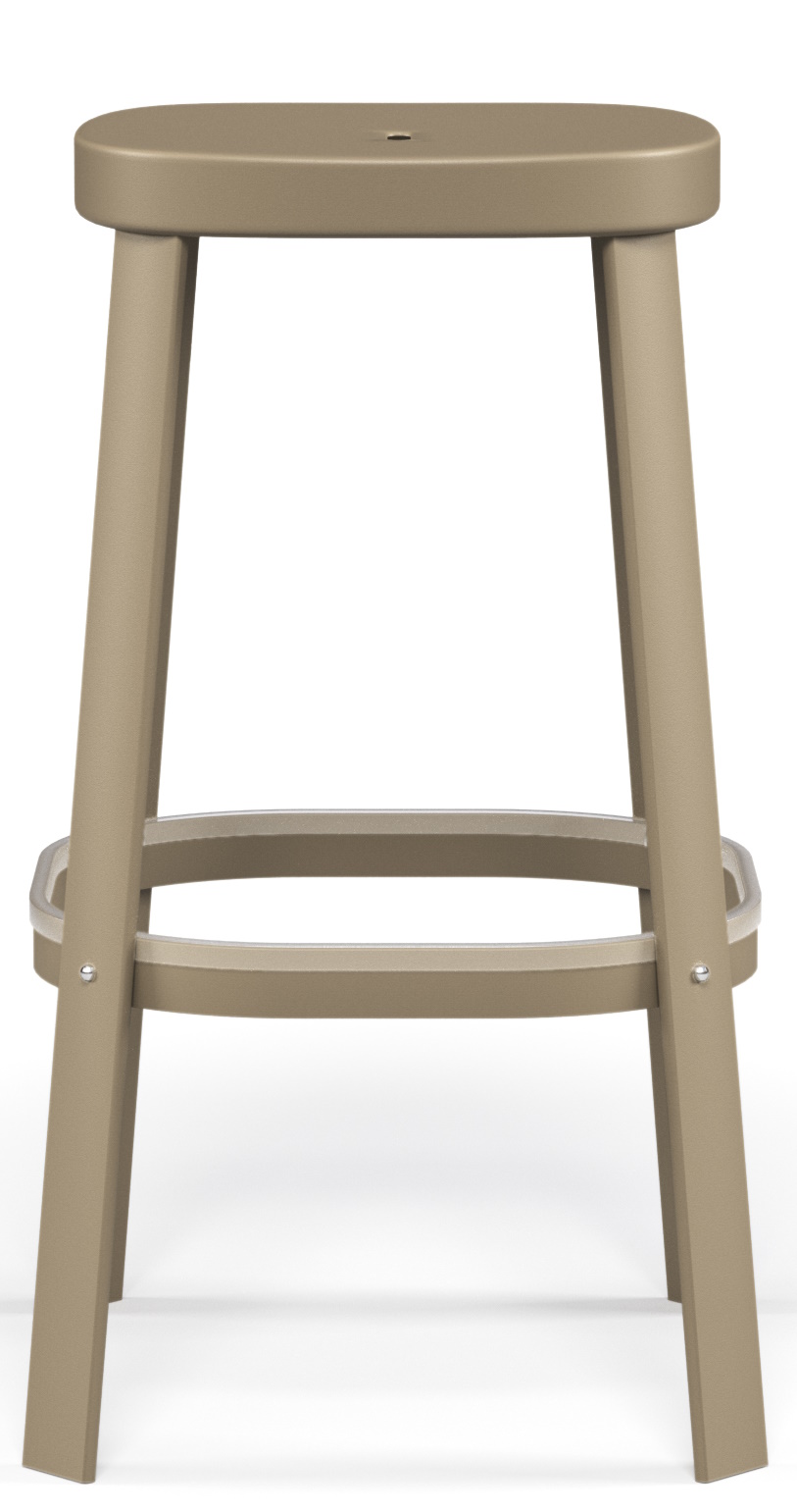 Thor Barstool Barhocker von Emu, Outdoor-Möbel aus Metall in Taupe, moderne Sitzgelegenheit für Garten und Terrasse.