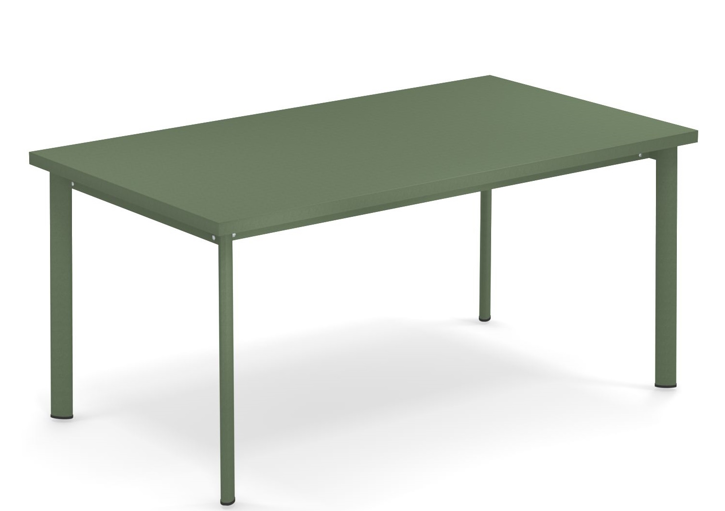 Star Tisch Outdoor Emu, rechteckiger Gartentisch aus Metall in Olivgrün für den Außenbereich.