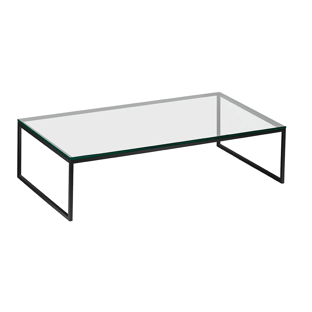 Less H 5/2 Couchtisch von Hans Hansen mit schwarzem Gestell und Glasplatte. Moderner Wohnzimmertisch.