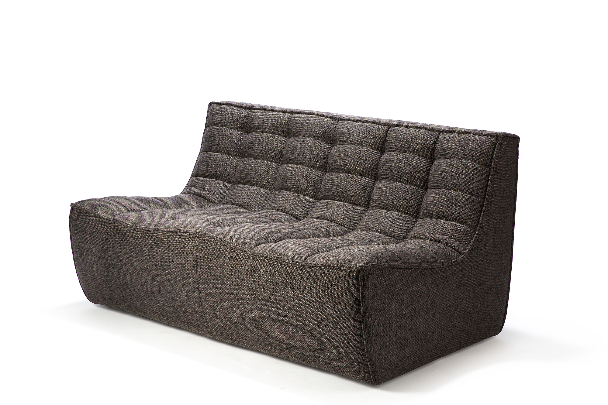 Ethnicraft N701 Sofa, dunkelgrau, 2-Sitzer, modernes Design mit gesteppter Polsterung für Wohnzimmer.