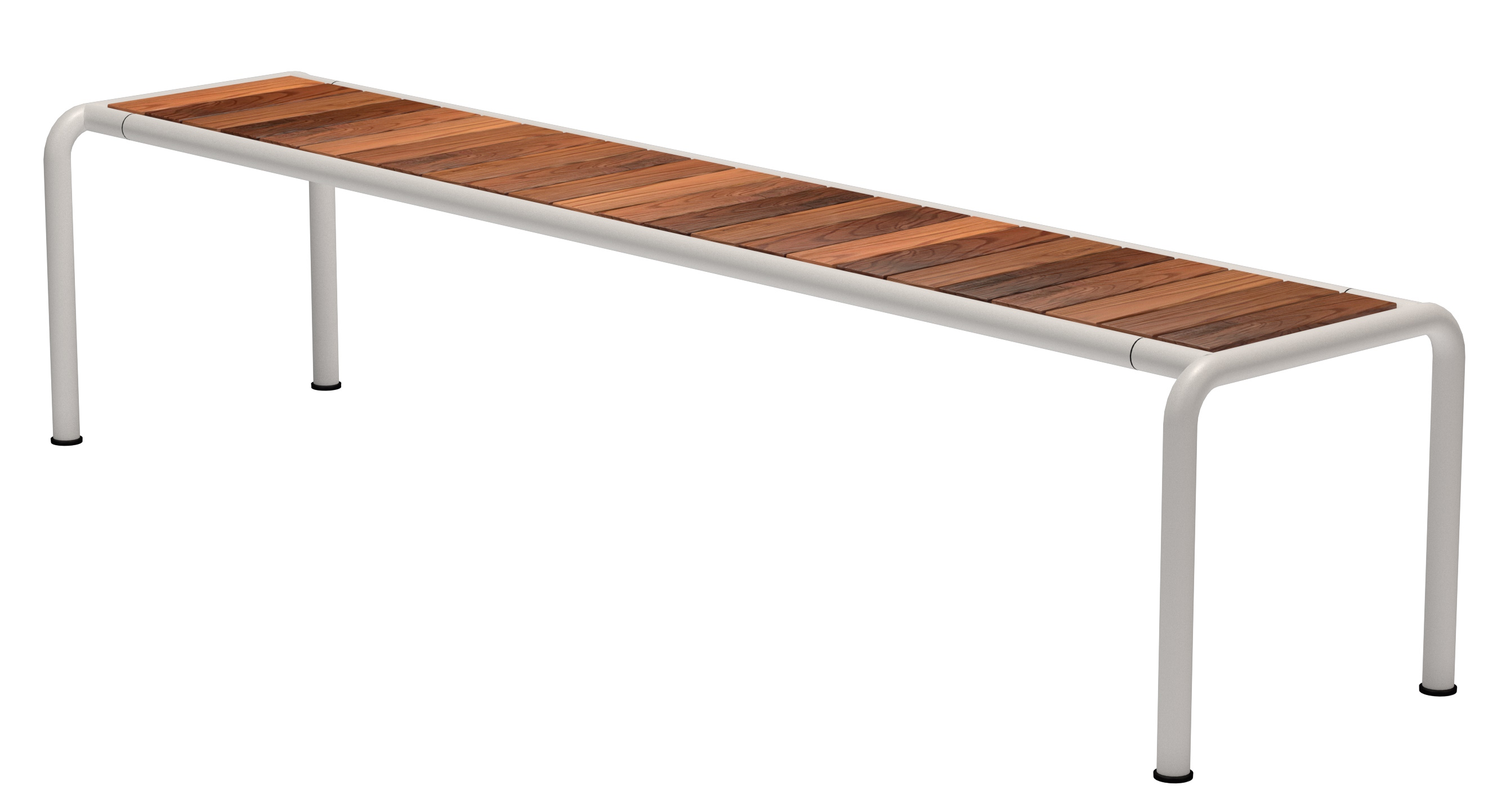 Avanti Bank von Houe: Moderne Gartenbank mit Holzlatten und grauem Metallgestell.