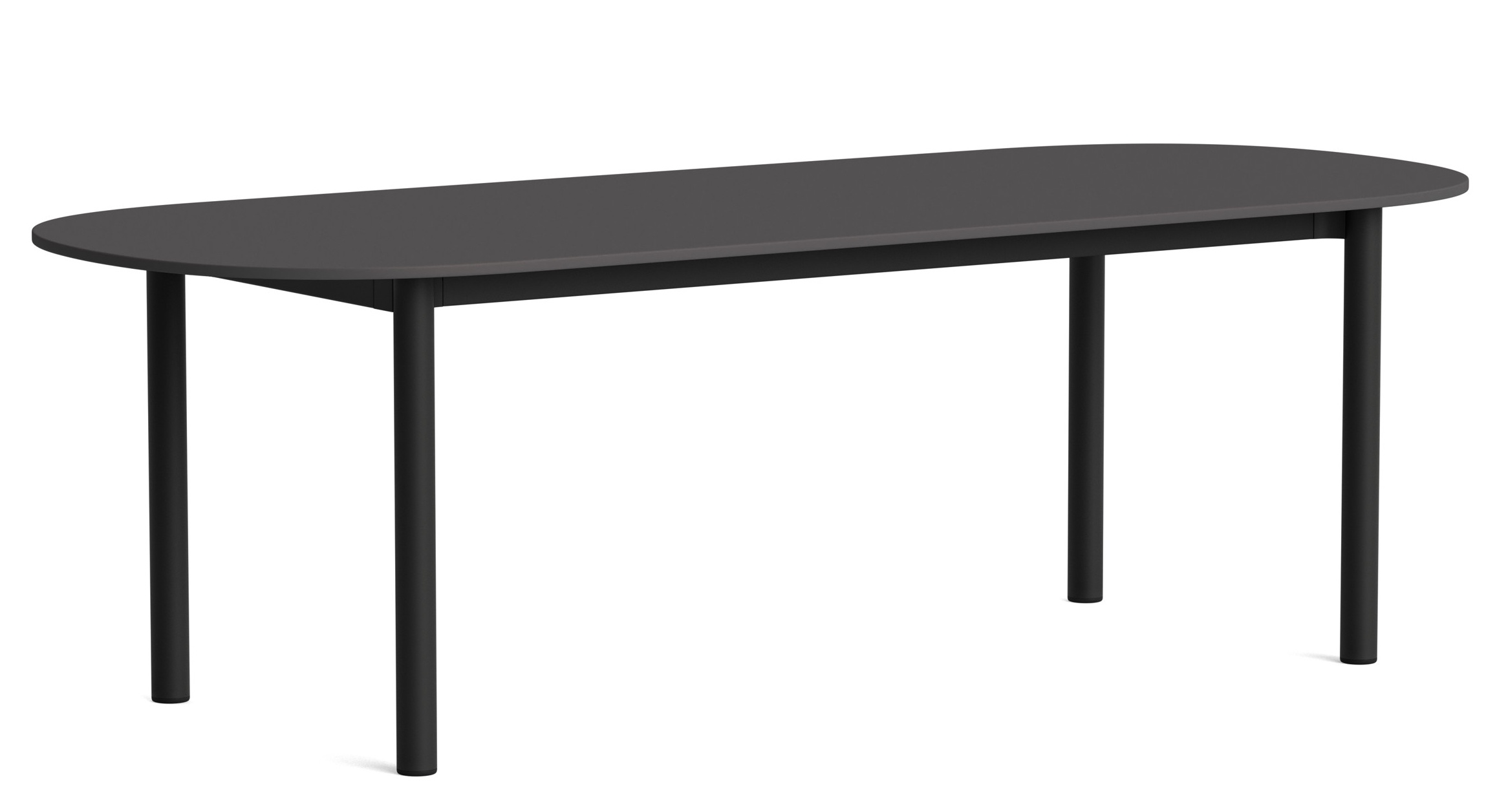 Annex Table von Hay: Ovaler Esstisch in Anthrazit mit schlanken, schwarzen Beinen für Esszimmer und Küche.