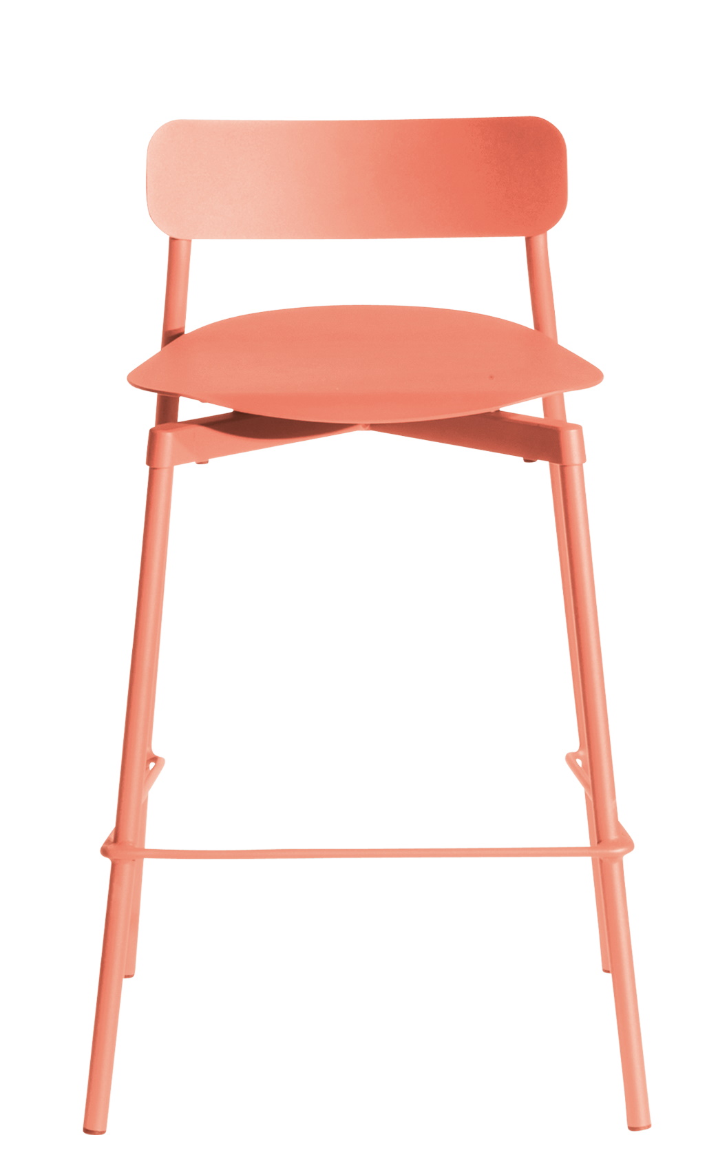 Korallfarbener Fromme Barstool Barhocker von Petite Friture, H 65 cm, für Küche und Bar.