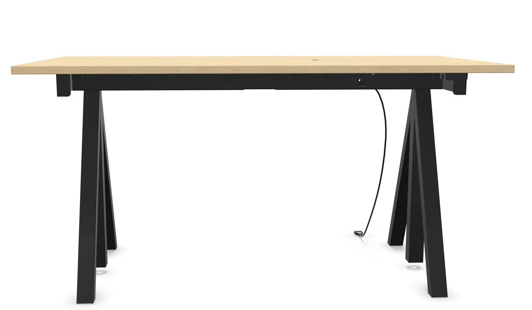 Wordesk Table Schreibtisch von String Furniture mit heller Tischplatte und schwarzem, modernem Gestell.