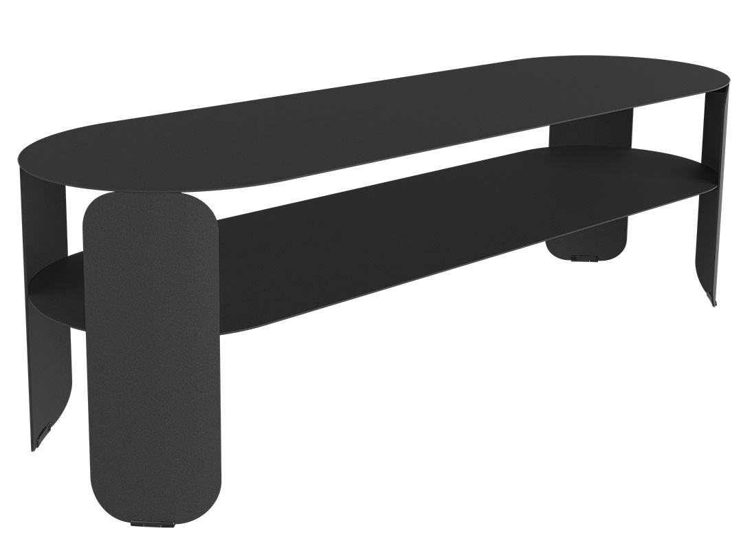 Schwarzer Bebop Low Table von Fermob, ein moderner Outdoor Tisch mit zwei Ablageflächen.
