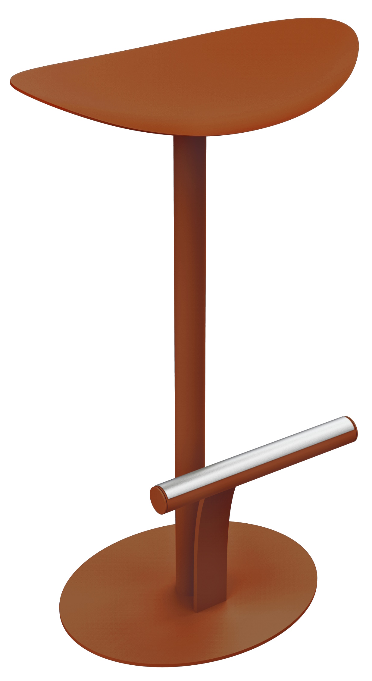 Bolder Hoher Hocker von Fermob in Terrakotta, moderner Barhocker für den Außenbereich mit Fußstütze.