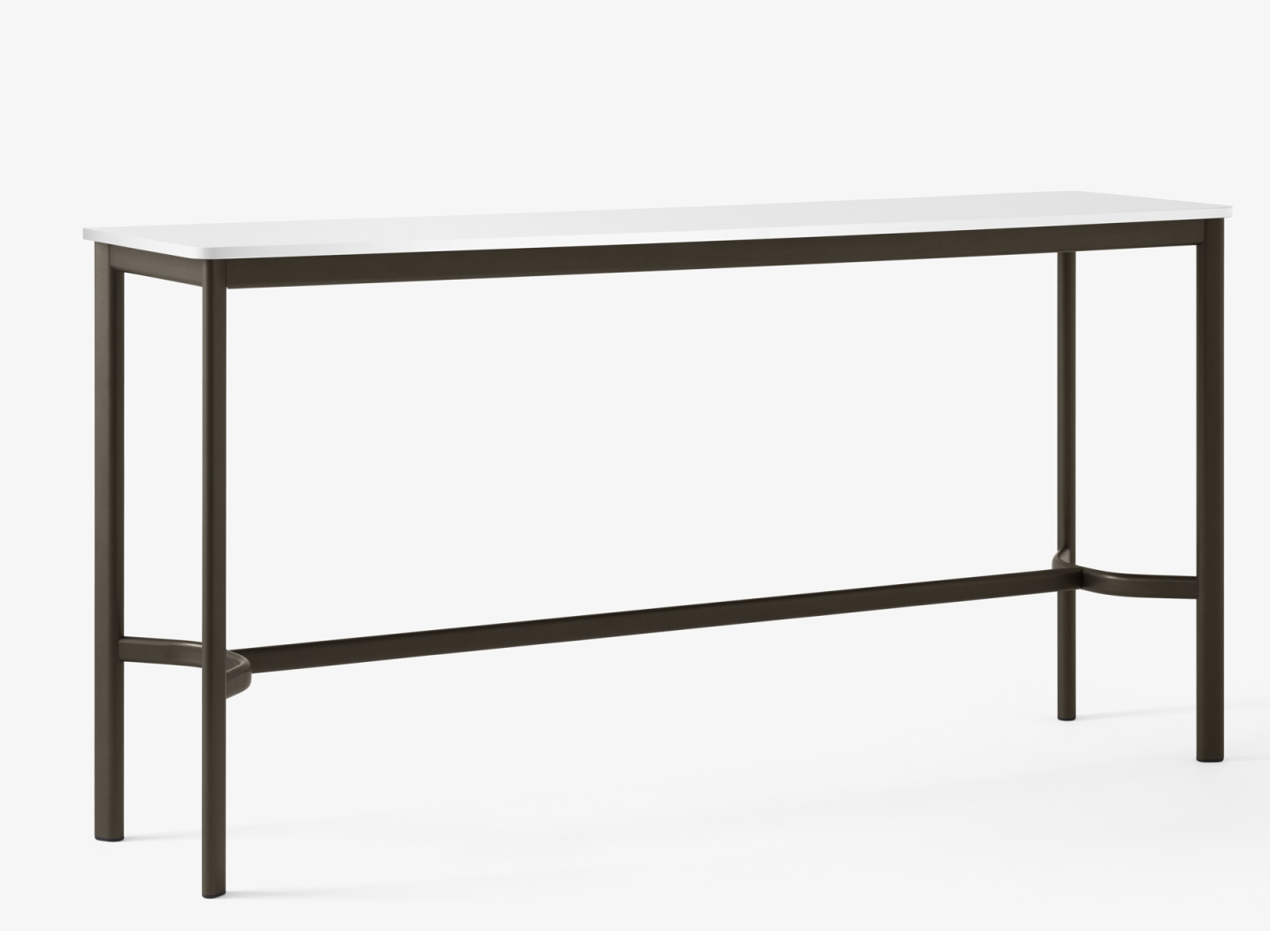 AndTradition Drip High Table: Moderner Stehtisch mit weißer Tischplatte und dunklem Metallgestell für Büro und Zuhause.