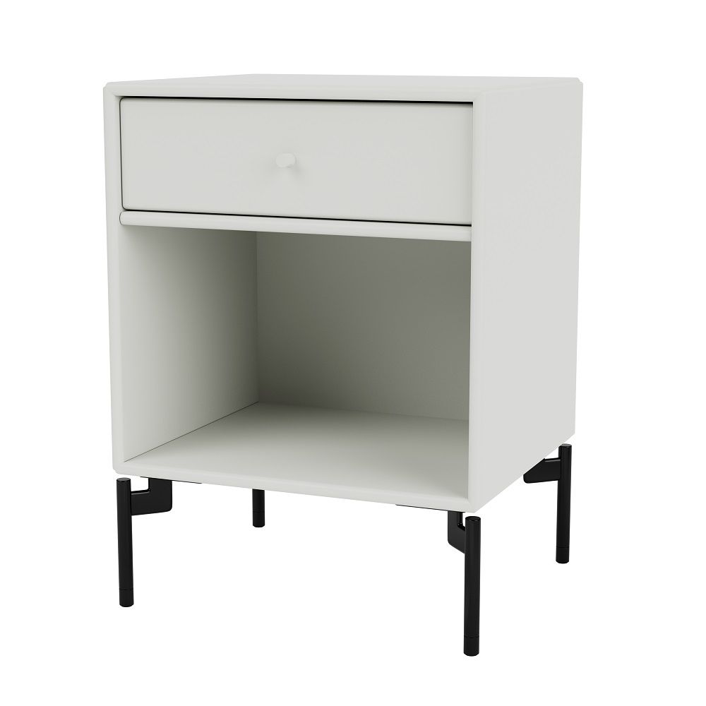 Weißer DREAM Nachttisch im Nordic Design mit Schublade und offenem Fach.