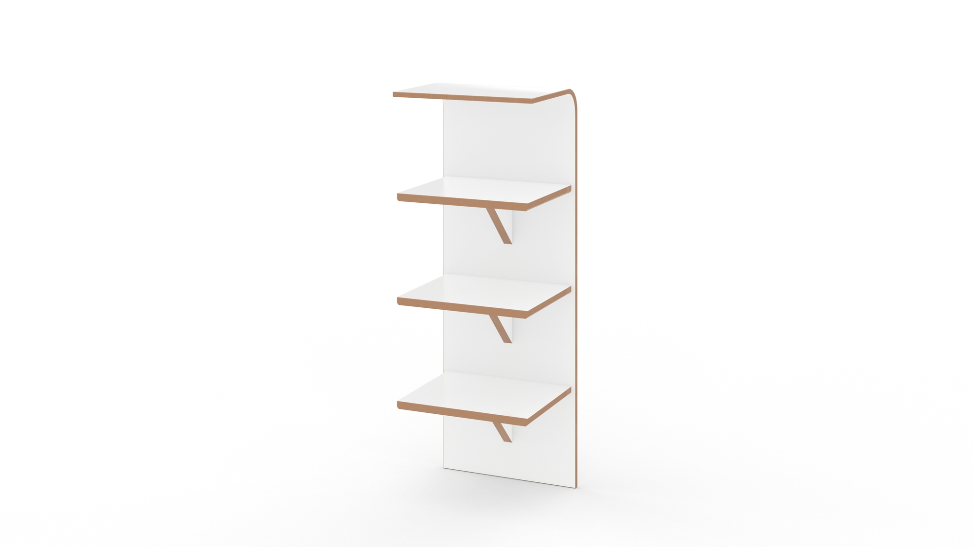 Weißes Tojo Regal mit drei Ablageflächen und minimalistischem Design für Schuhe oder andere Gegenstände.