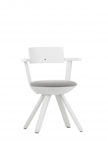 Artek Rival Schreibtischstuhl KG002 in Weiß mit grauem Sitzpolster, moderner Bürostuhl für ergonomisches Sitzen.
