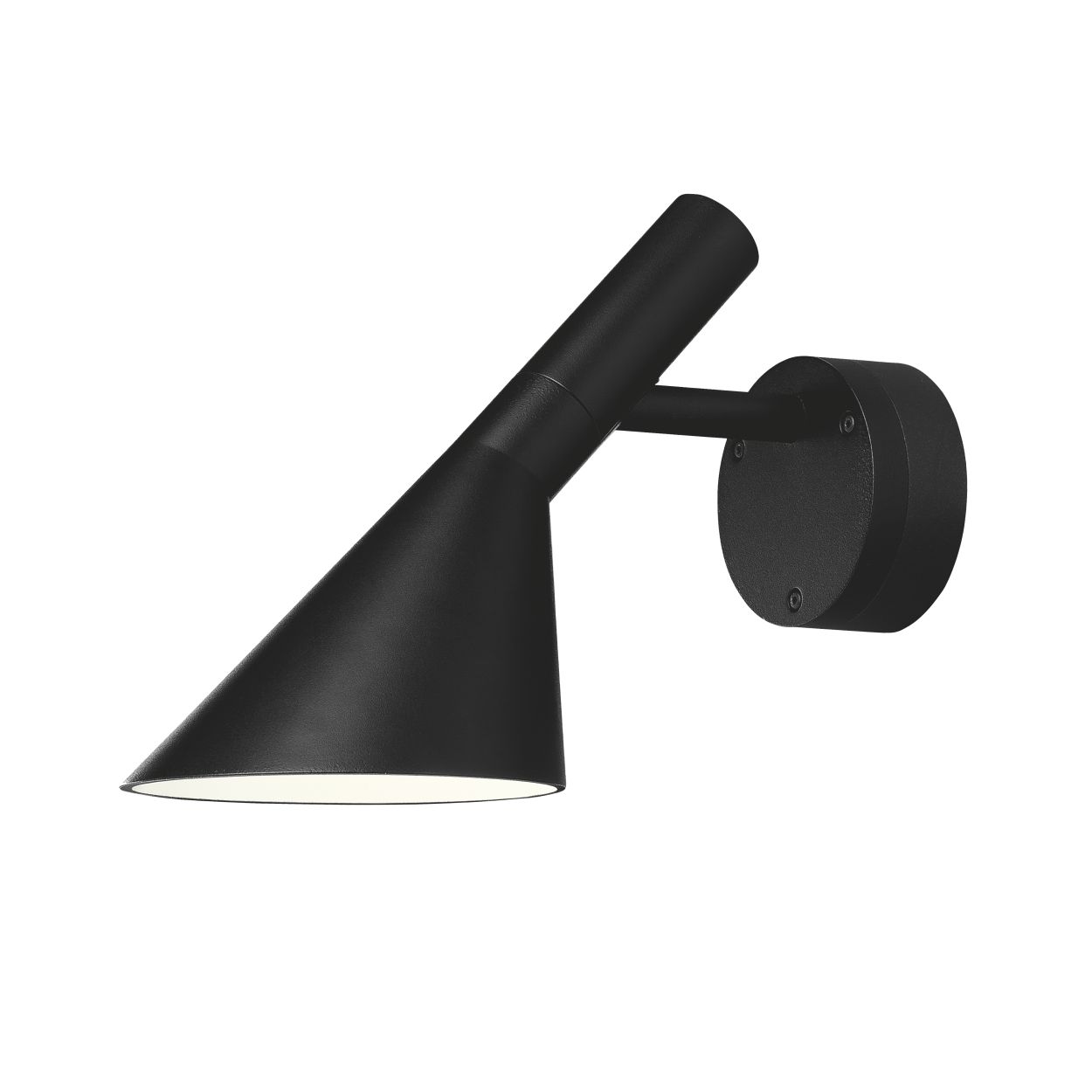 Schwarze AJ 50 Wandleuchte von Louis Poulsen für den Außenbereich, modernes Design.