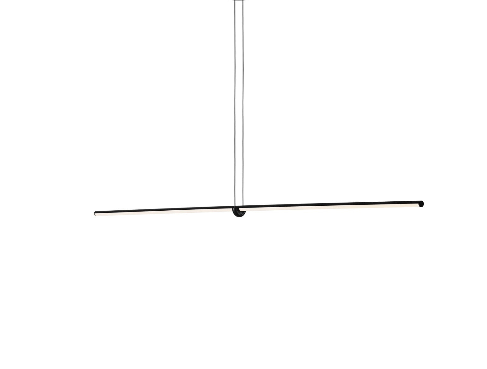 Schwarze Flos Arrangements Pendelleuchte: Moderne LED-Hängeleuchte mit minimalistischem, linearem Design für stilvolle Innenraumbeleuchtung.