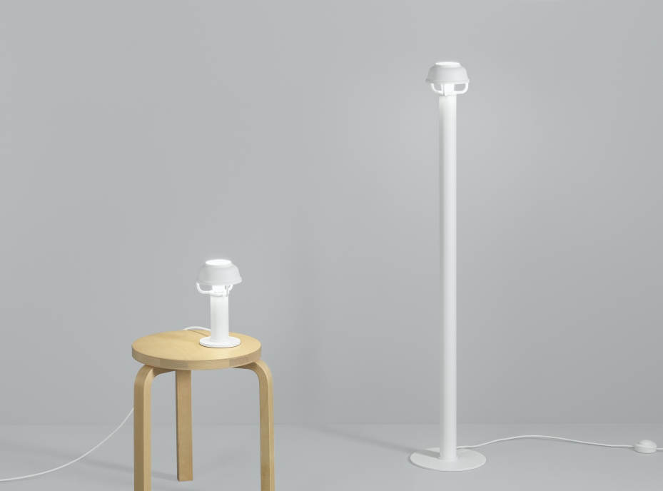 Artek Kori Tischleuchte und Stehleuchte in Weiß, modernes Design für Wohnzimmer und Schlafzimmer.