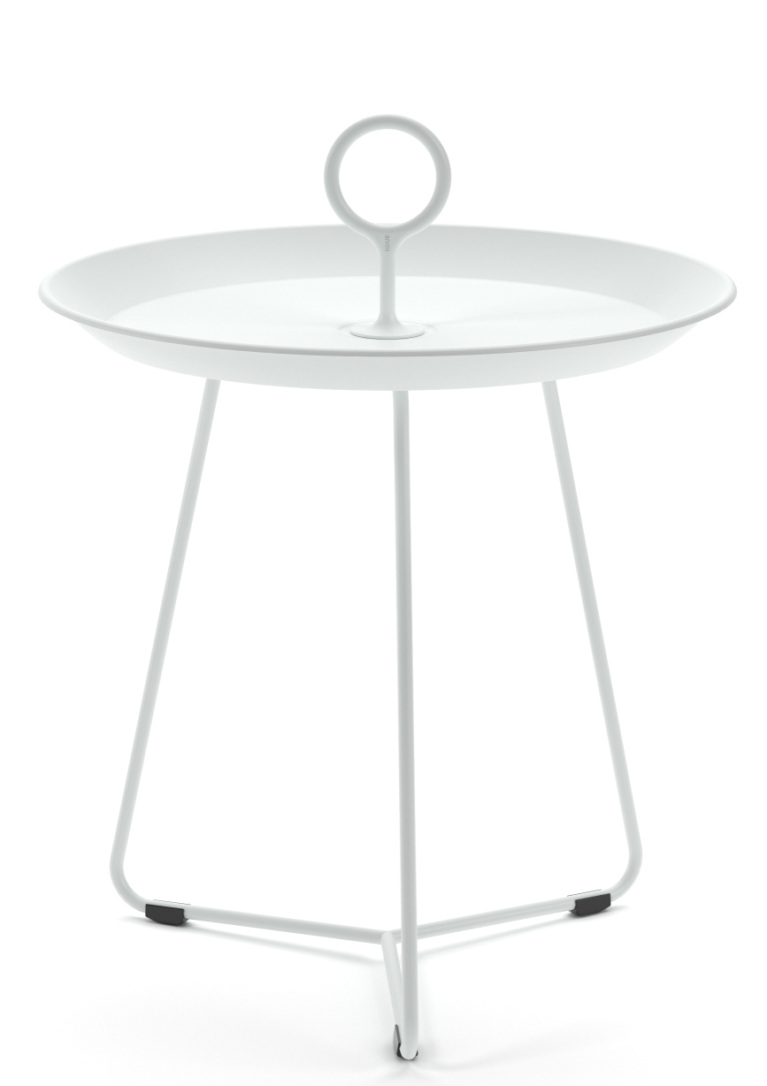 Weißer Eyelet Beistelltisch von Houe, ideal für drinnen und draußen, mit praktischem Griff.