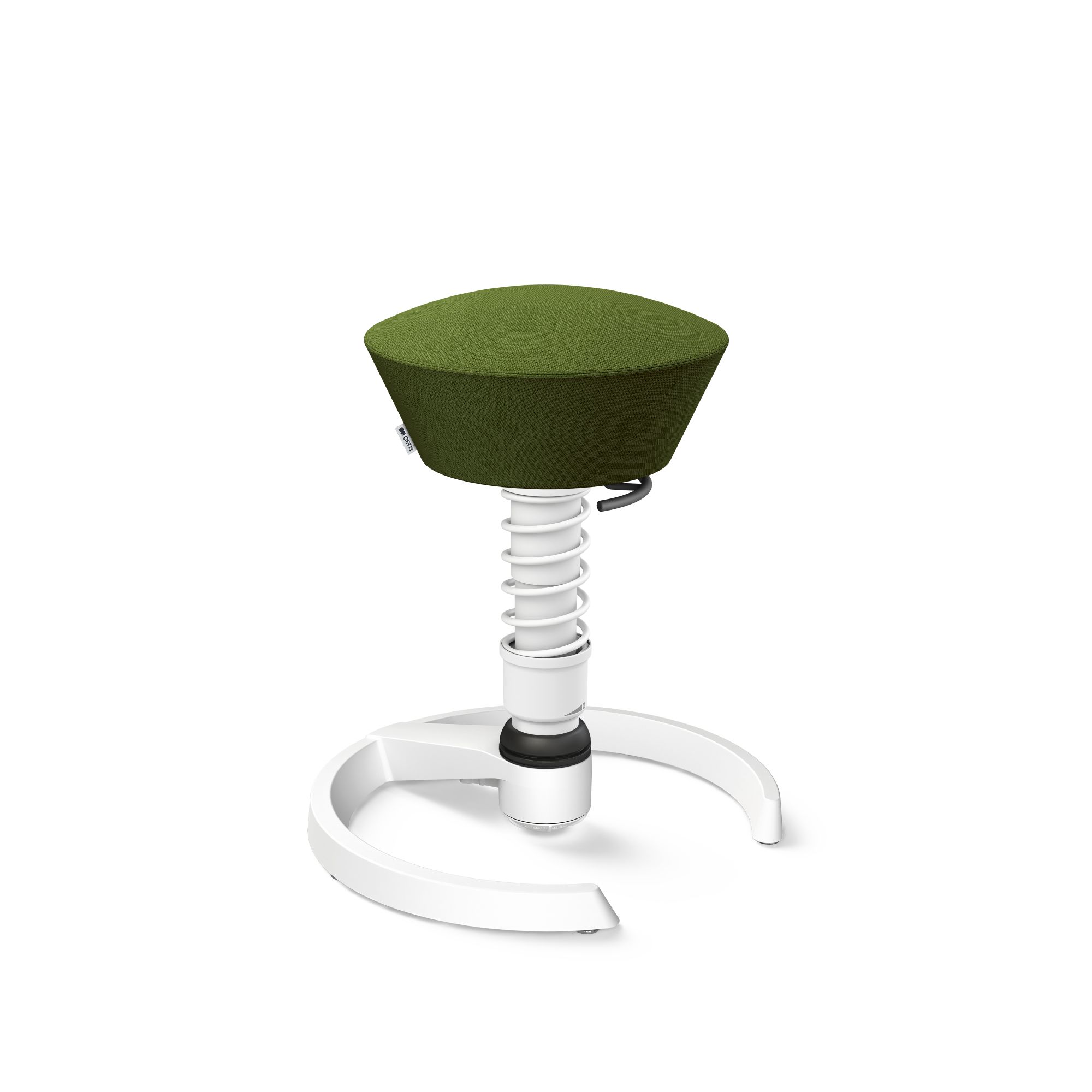 Aeris Swopper Bürostuhl in Grün mit weißem Fußkreuz, ergonomischer Hocker für dynamisches Sitzen.