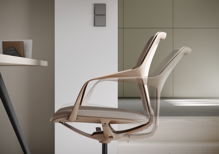 Ray Work 9220 Bürodrehstuhl von Brunner, ergonomischer Bürostuhl in Beige mit verstellbarer Rückenlehne für optimalen Sitzkomfort.