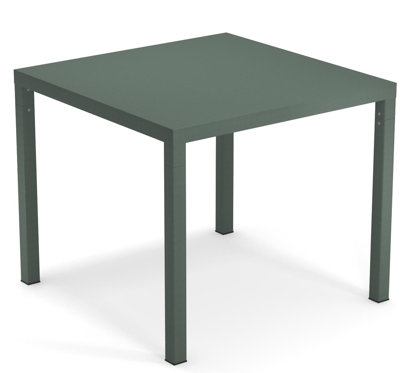 Nova Tisch Outdoor Emu, quadratischer Gartentisch aus Metall in Olivgrün, ideal für Terrasse und Balkon.