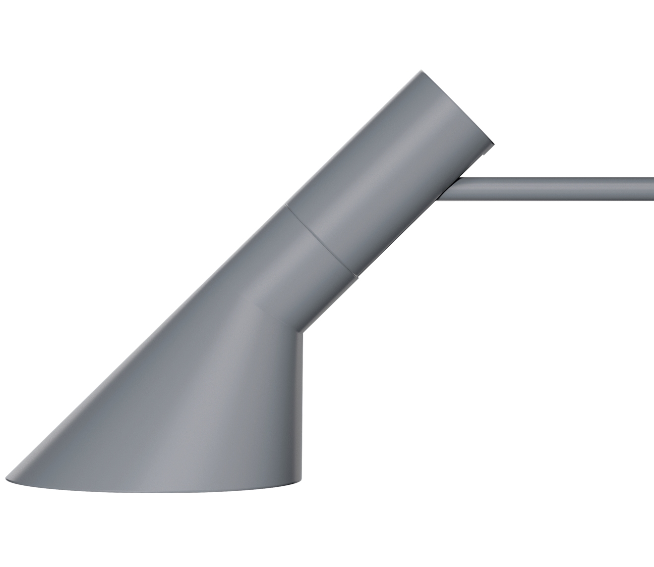 Nahaufnahme der grauen AJ Wandleuchte von Louis Poulsen, modernes Design für Innenbeleuchtung.