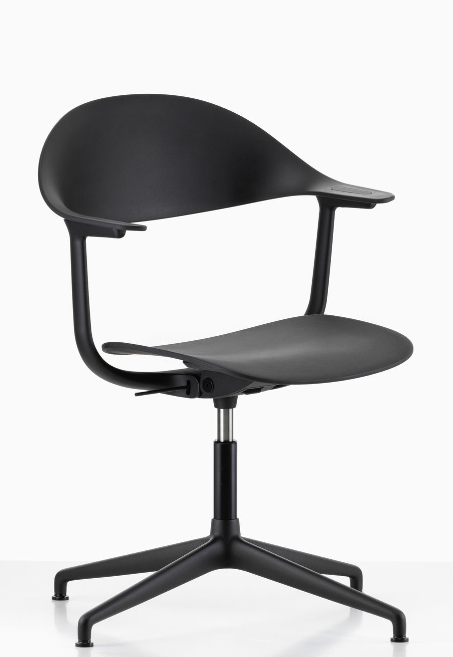Schwarzer Mynt Bürodrehstuhl von Vitra mit Kunststoff-Sitz und Rückenlehne, ergonomisch und modern für das Büro.