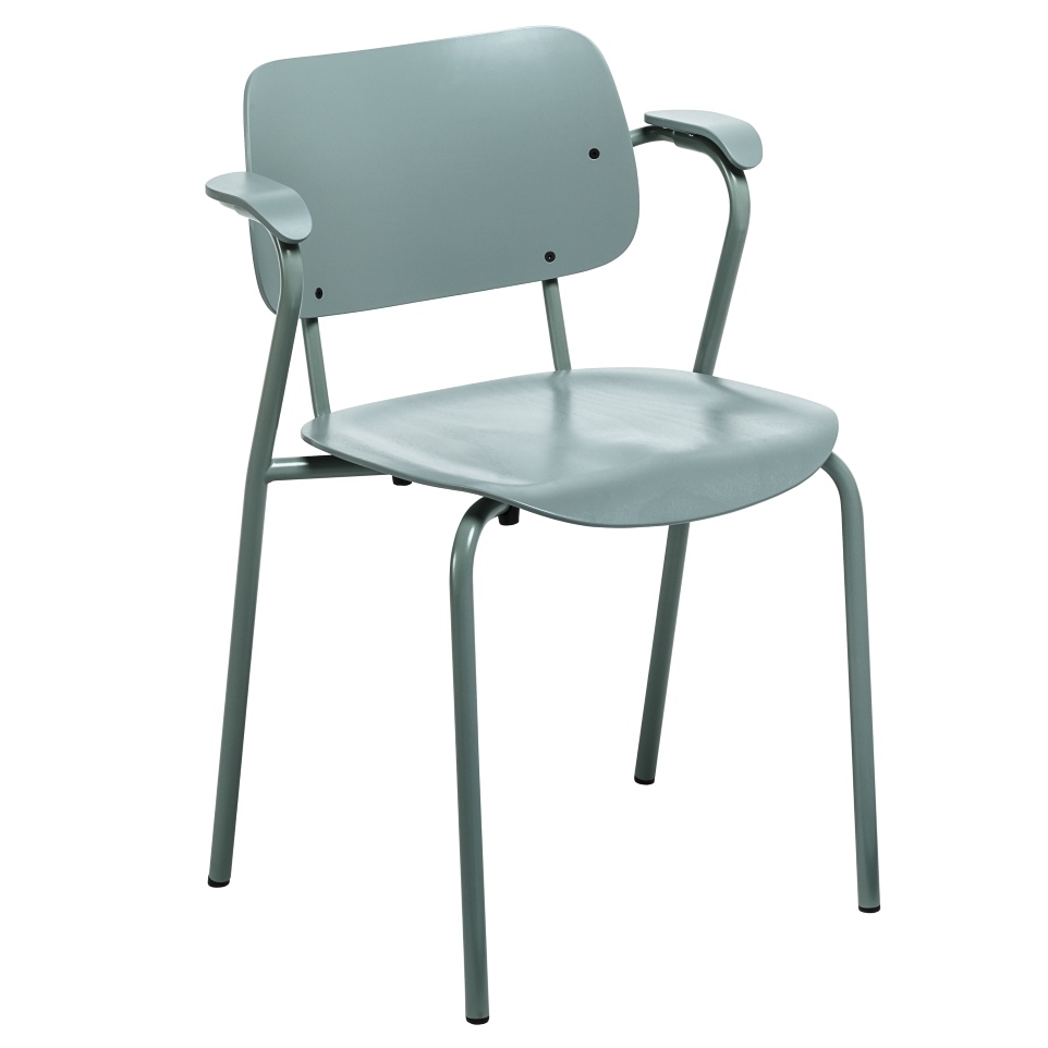 Blauer Lukki Stuhl von Artek mit Armlehnen, moderner Designstuhl für Wohnzimmer und Büro.