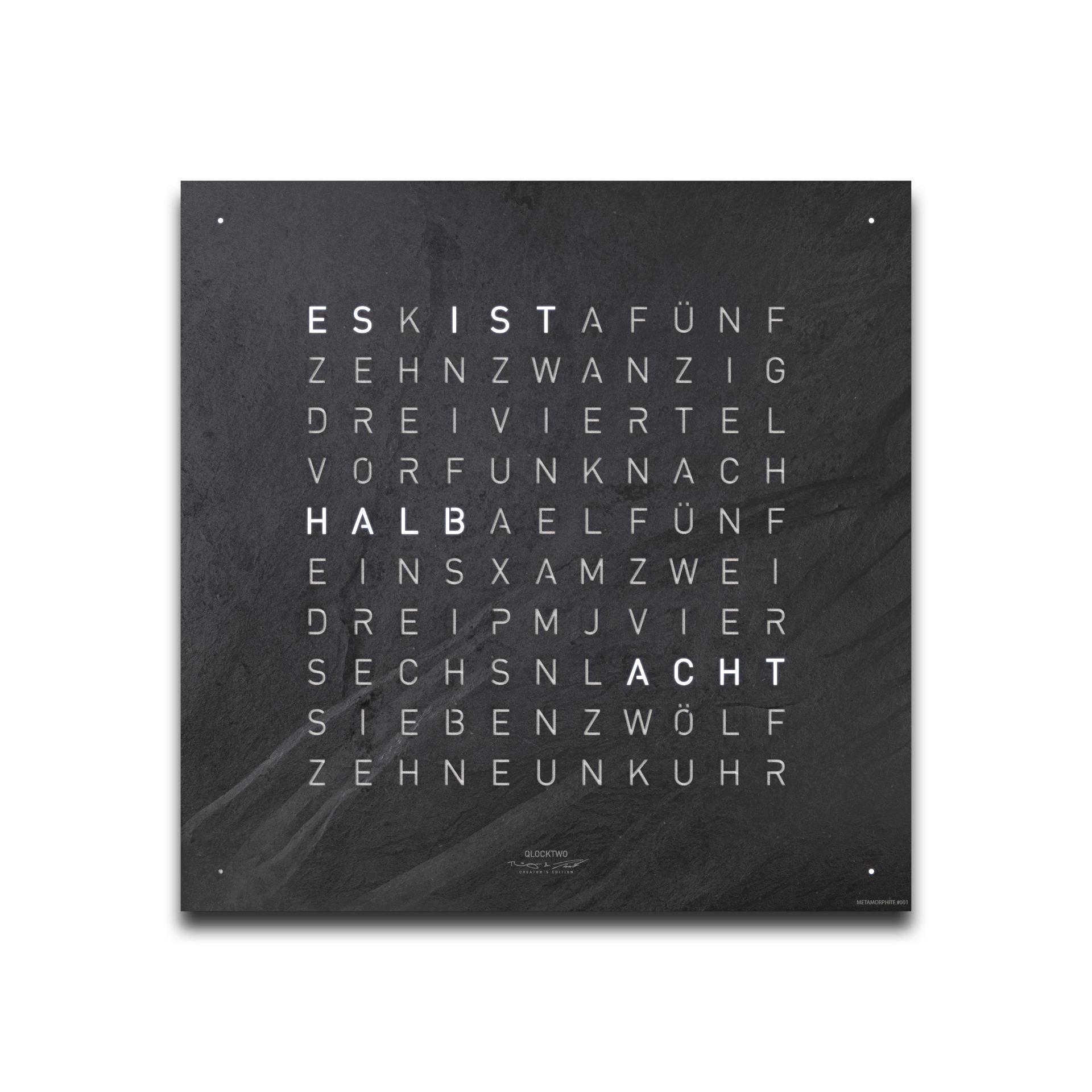 Voorpagina voor Earth 45 wandklok QLOCKTWO