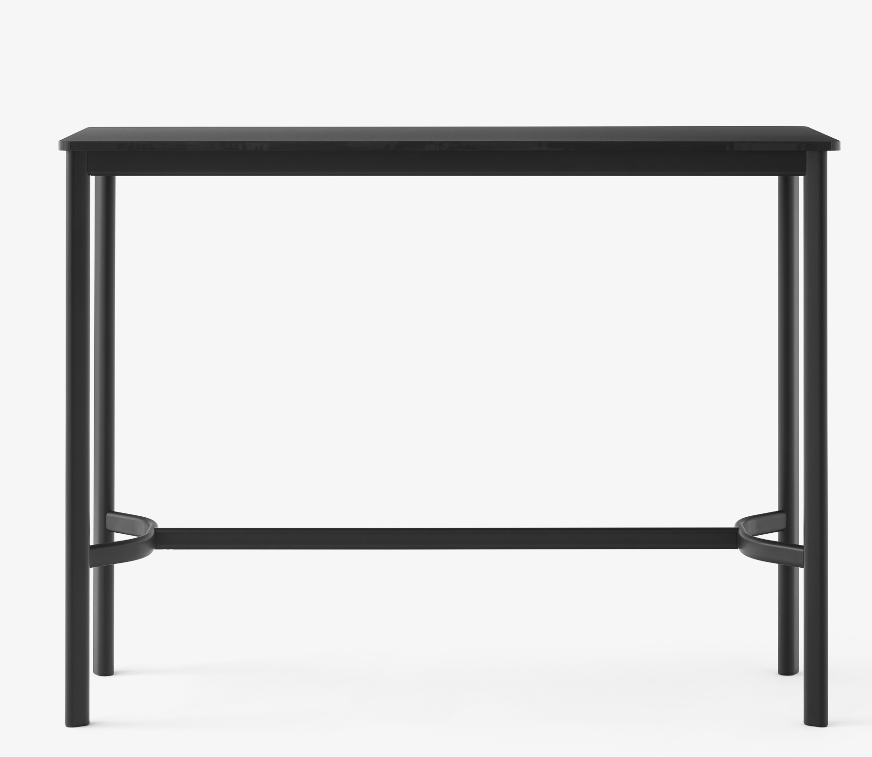 AndTradition Drip High Table Stehtisch in Schwarz, minimalistisches Design mit Fußstütze für Bar oder Küche.