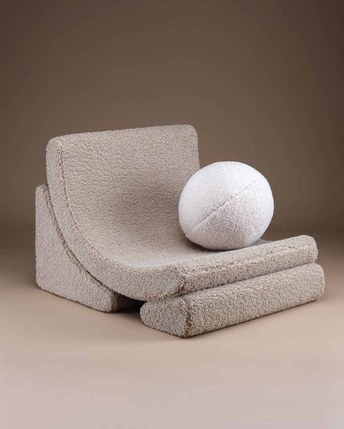 Mond kinderfauteuil Teddy-stof Wigiwama
