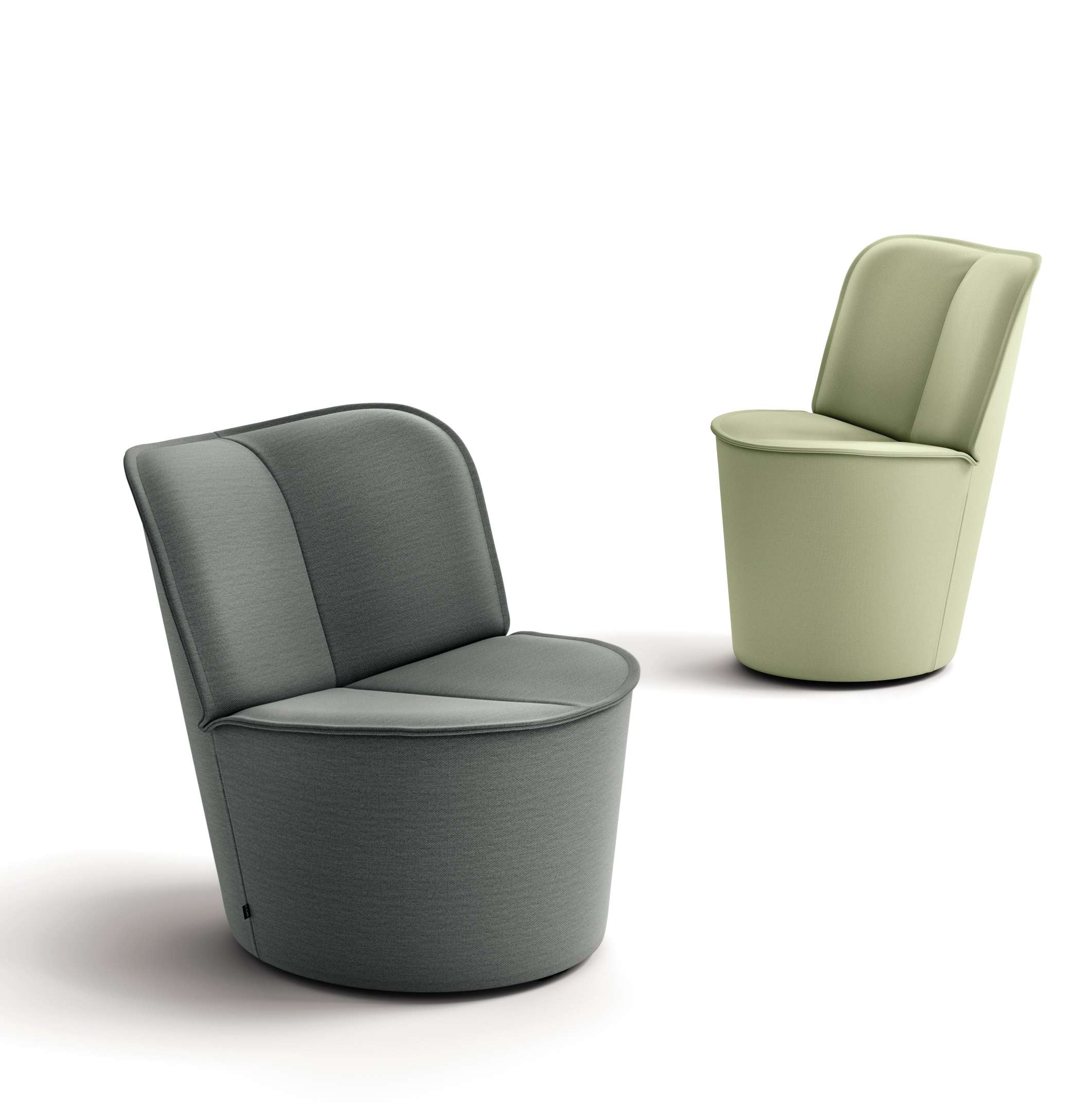 Nenou Sessel von Cor in Grau und Grün, moderne Polstersessel für Wohnzimmer und Büro.
