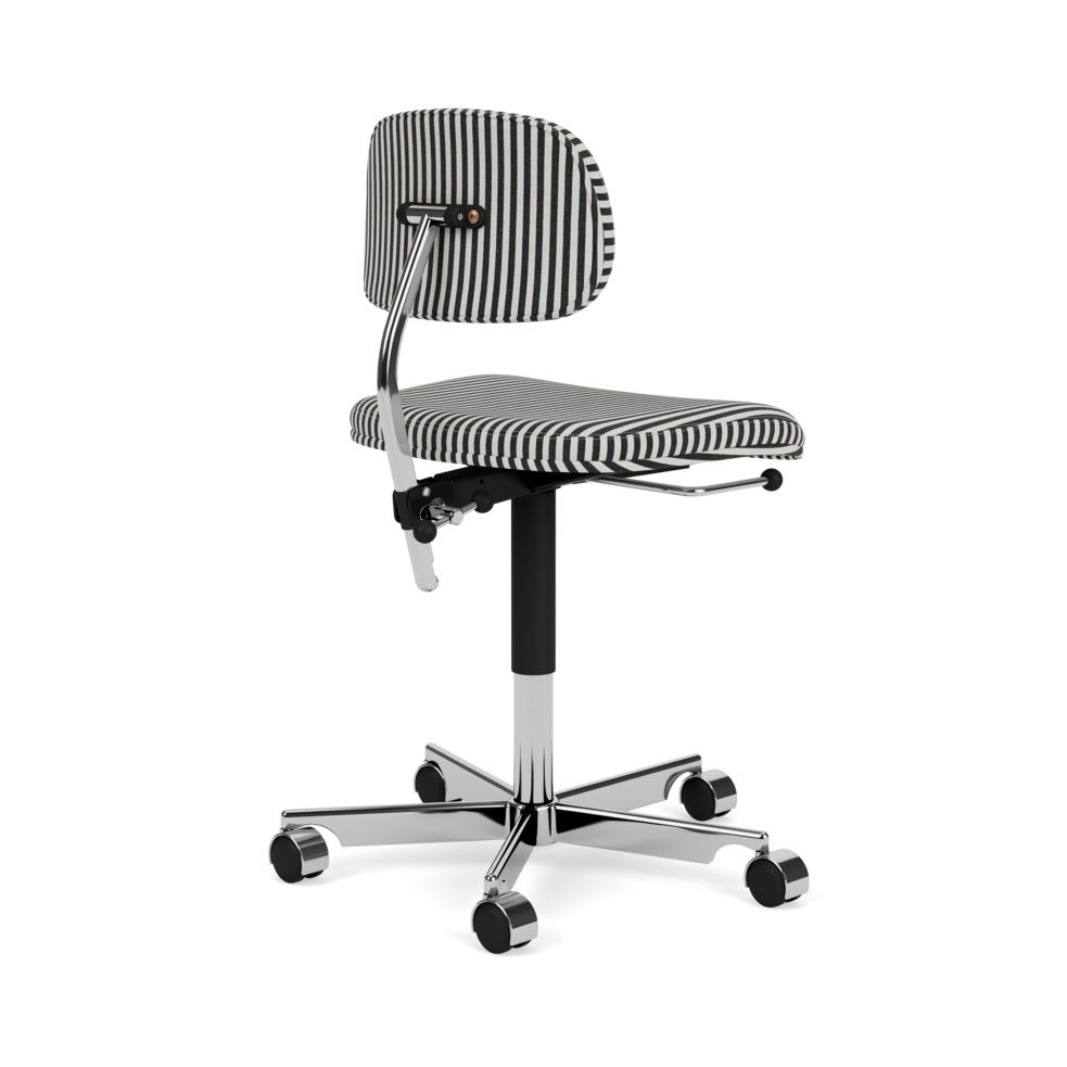 Kevi Bürostuhl mit Streifenmuster, höhenverstellbar und mit Rollen, ideal für das Büro.