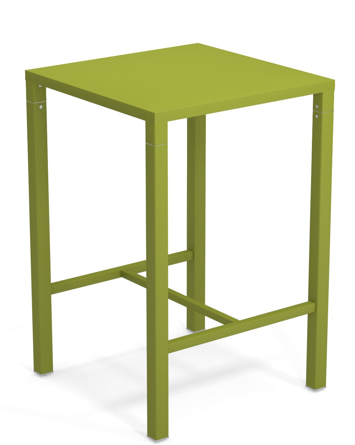 Grüner Nova Hochtisch von Emu für den Außenbereich, quadratische Tischplatte und minimalistisches Design.