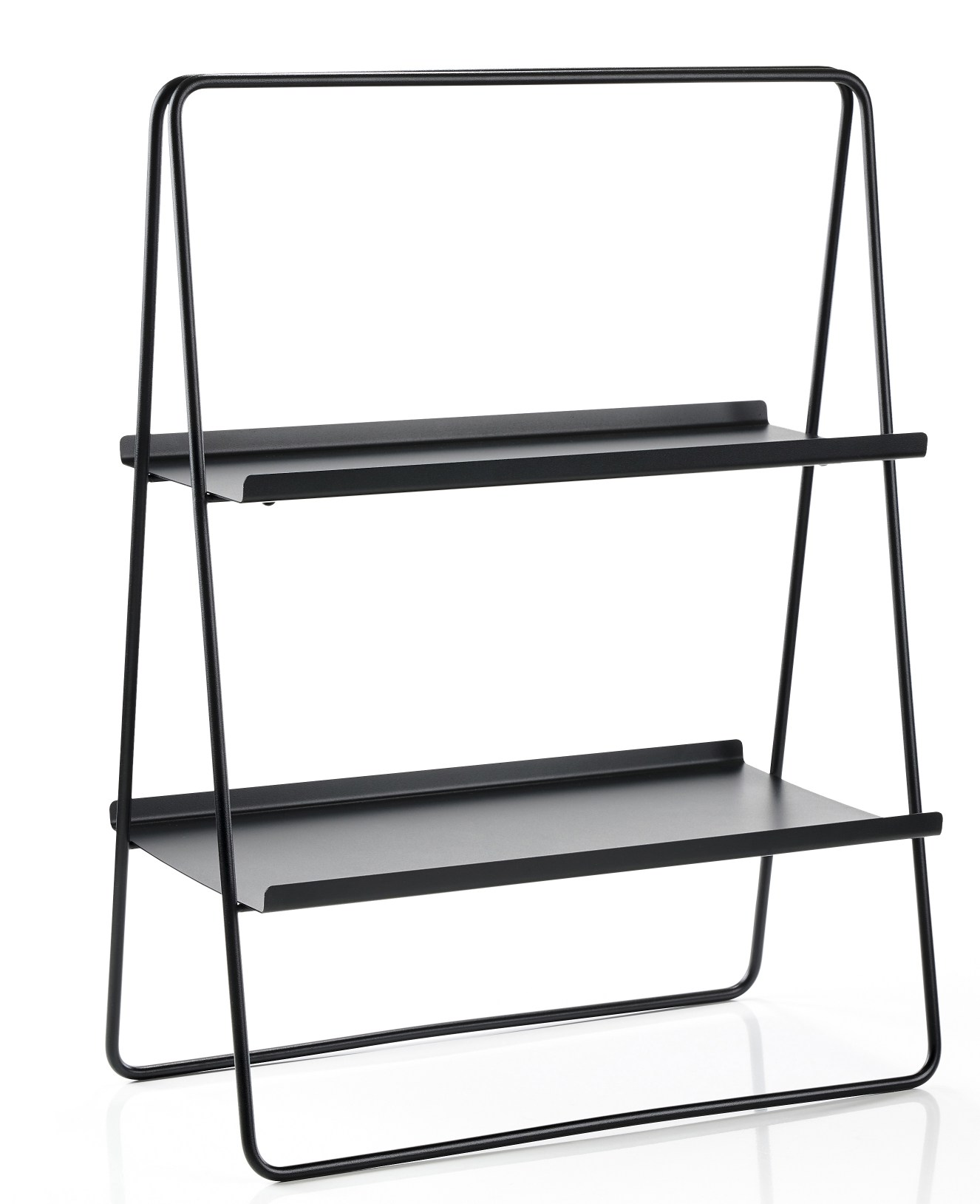Schwarzes A-Table Regal von Zone Denmark mit zwei Ablageflächen, modernes Design für Wohnzimmer und Büro.