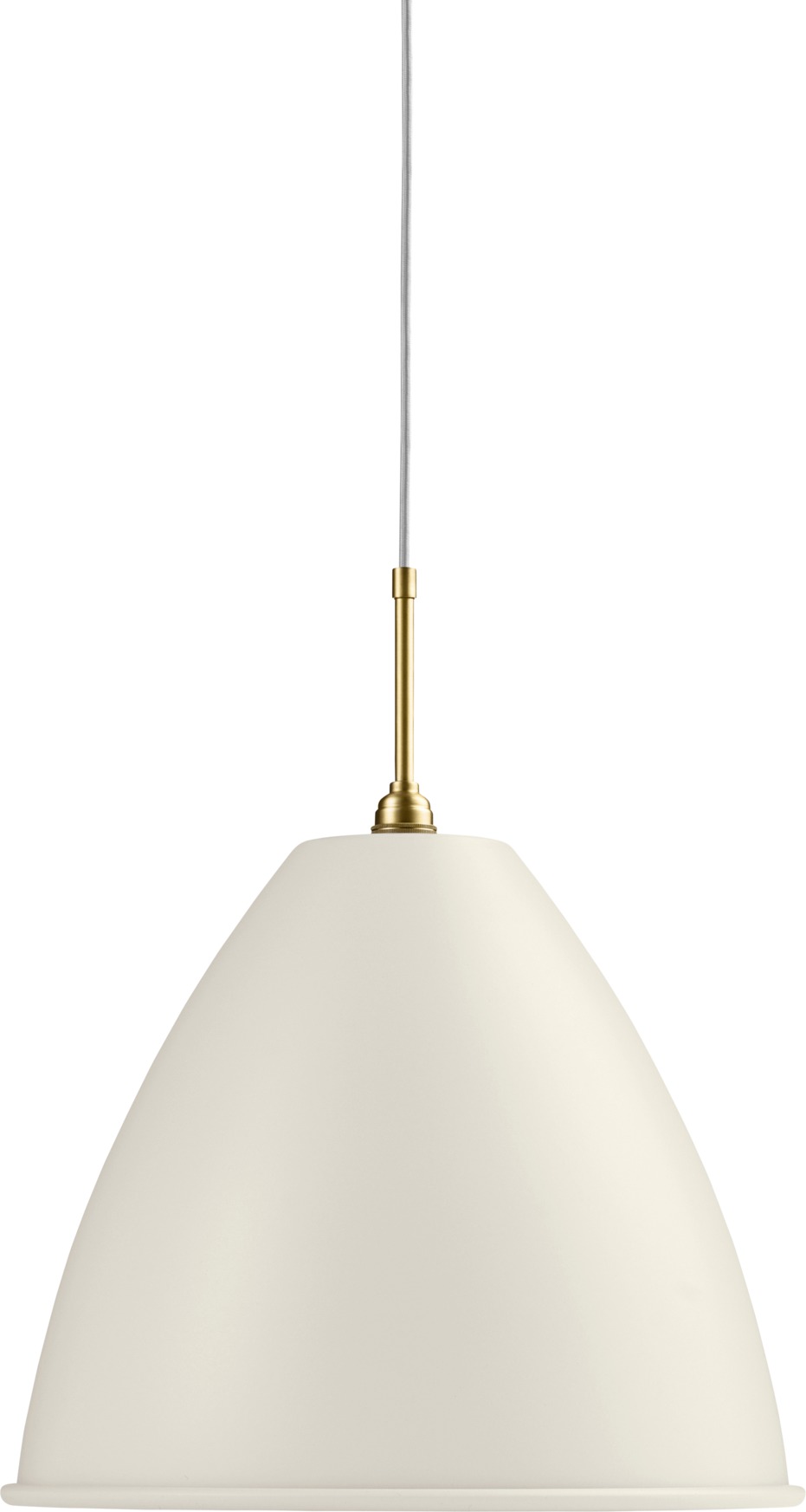 Bestlite BL9 Pendelleuchte von Gubi in Off-White: Moderne Hängelampe mit Messingdetails für stilvolle Beleuchtung.