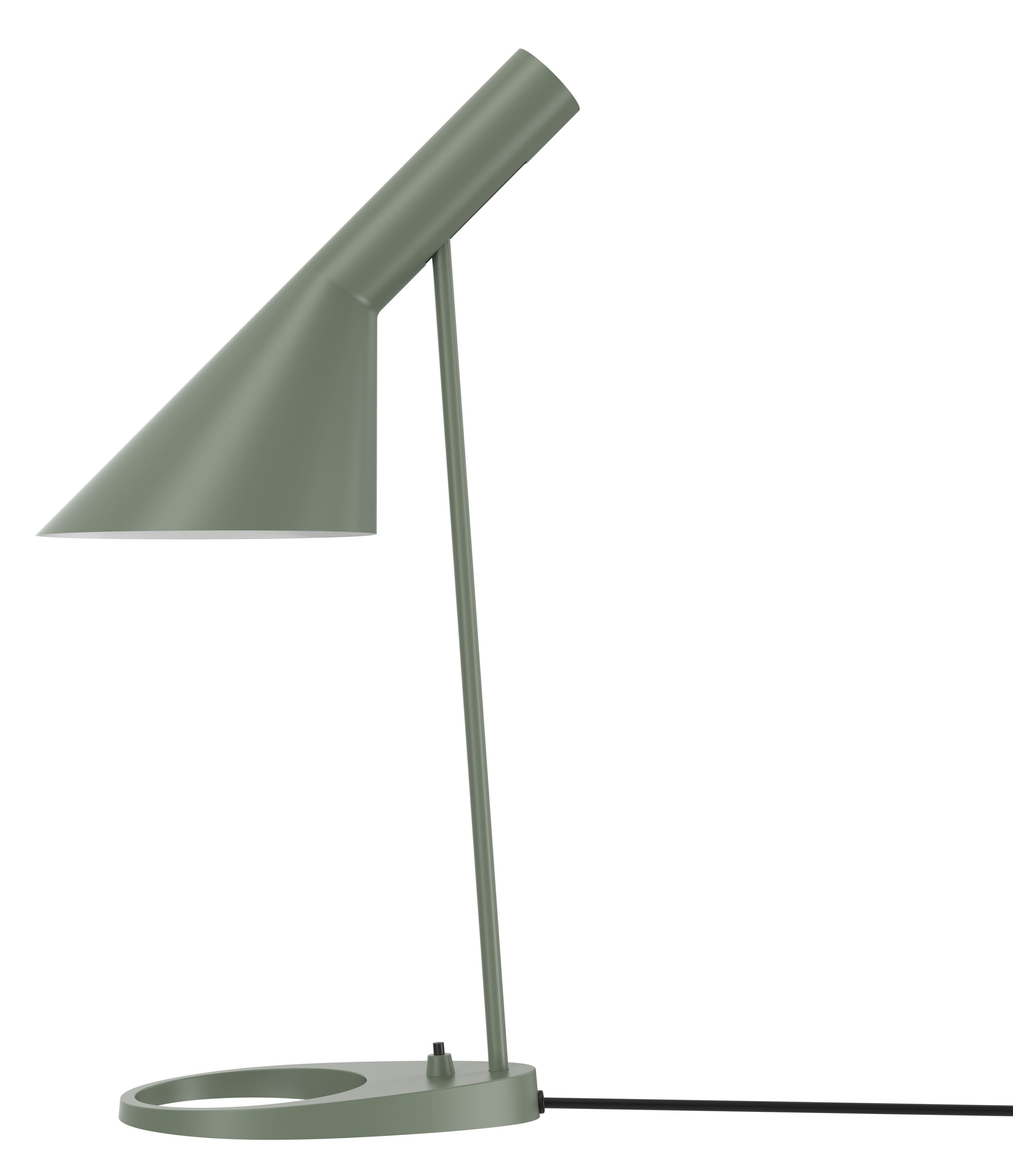 AJ Tischleuchte in blass petroleum von Louis Poulsen, moderne Schreibtischlampe für Büro und Zuhause.