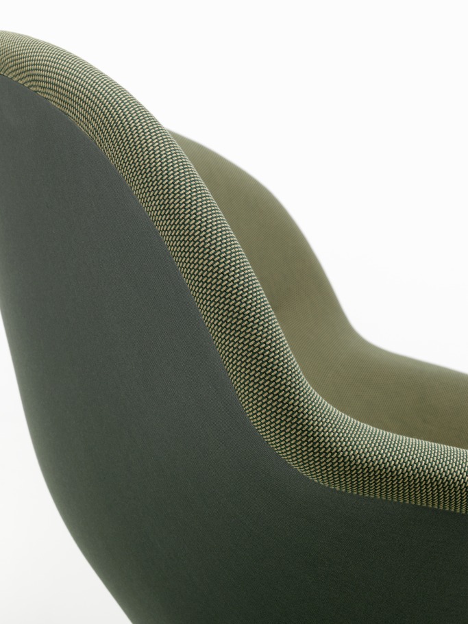Detailaufnahme Abalon Sofa von Vitra, modernes Design Sofa mit grünen Textilbezug.