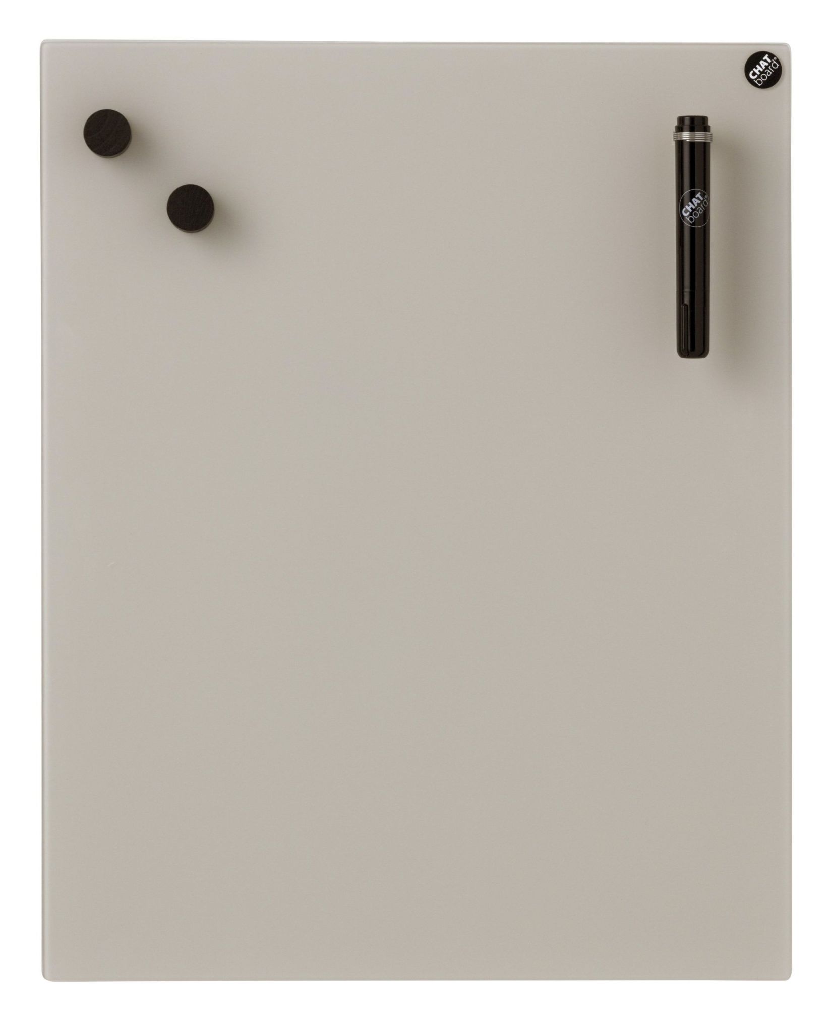 Helle Chat Board Classic Glastafel für die Wand, mit Magneten und Stift.