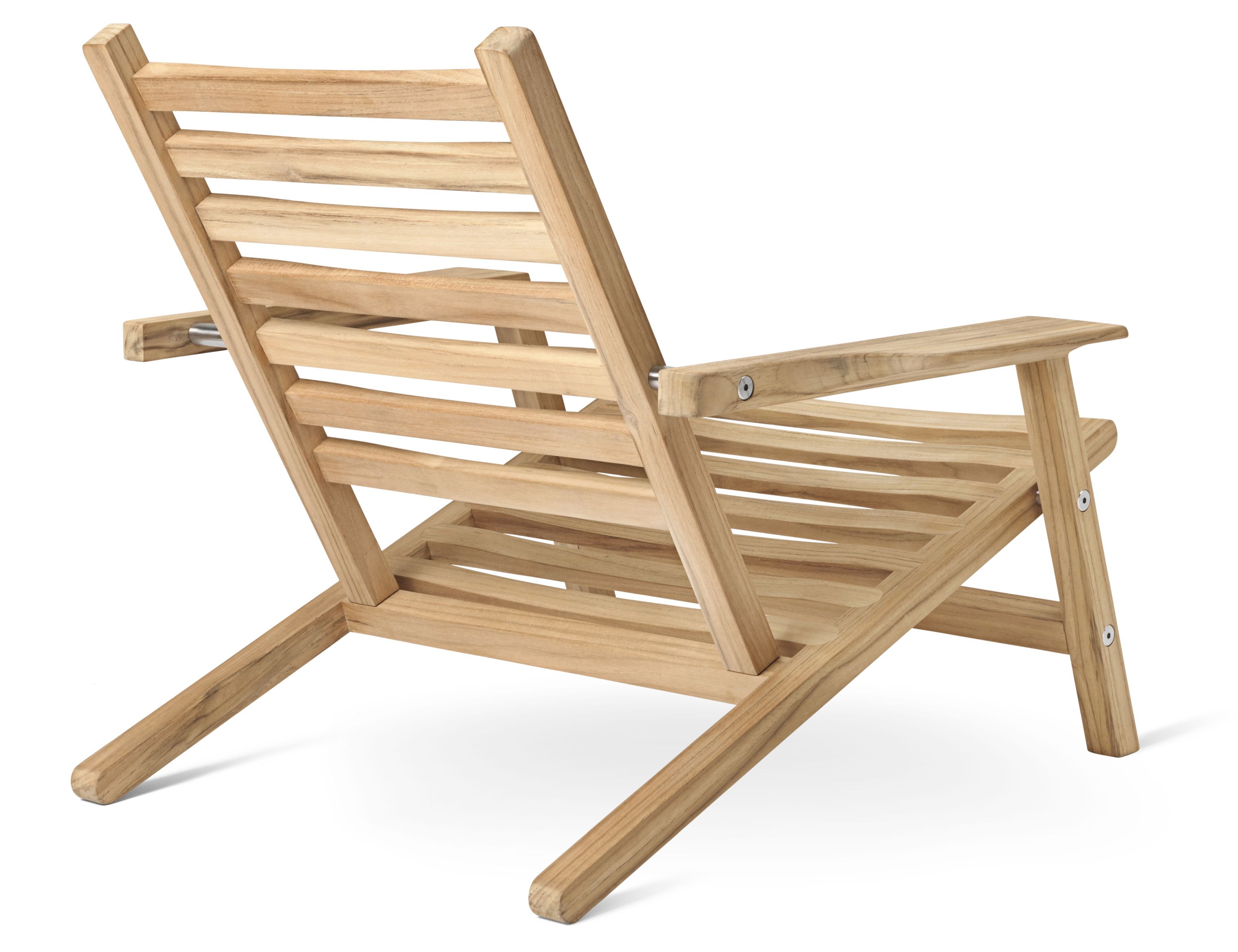 Rückansicht des AH603 Sonnenstuhl Teak von Carl Hansen & Søn, Gartenmöbel aus Holz.