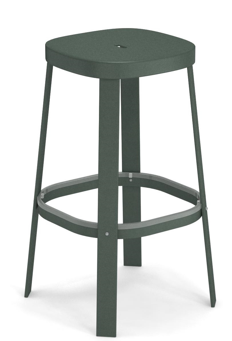 Thor Barstool Barhocker Outdoor Emu, grüner Metallhocker für den Außenbereich, modernes Design.