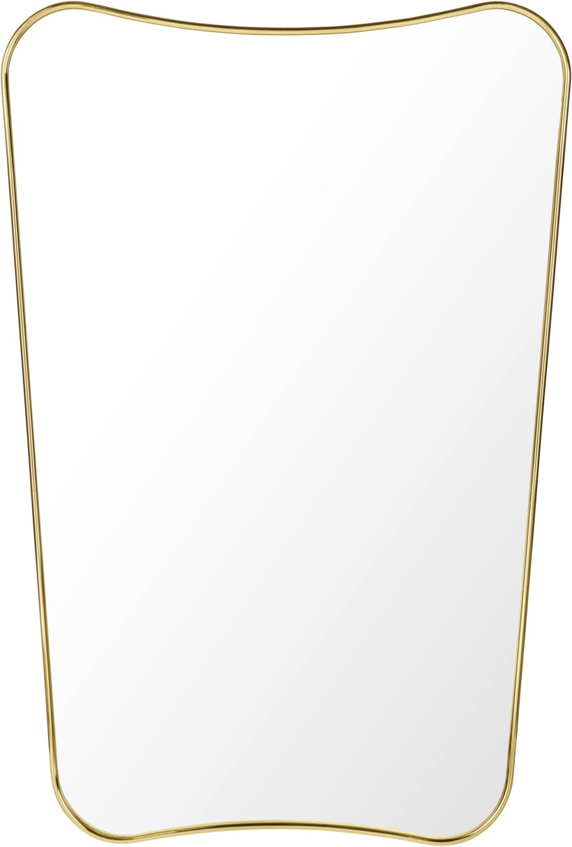 F.A. 33 Spiegel: Medium Wandspiegel von Gubi mit goldenem Rahmen für stilvolles Wohnen.