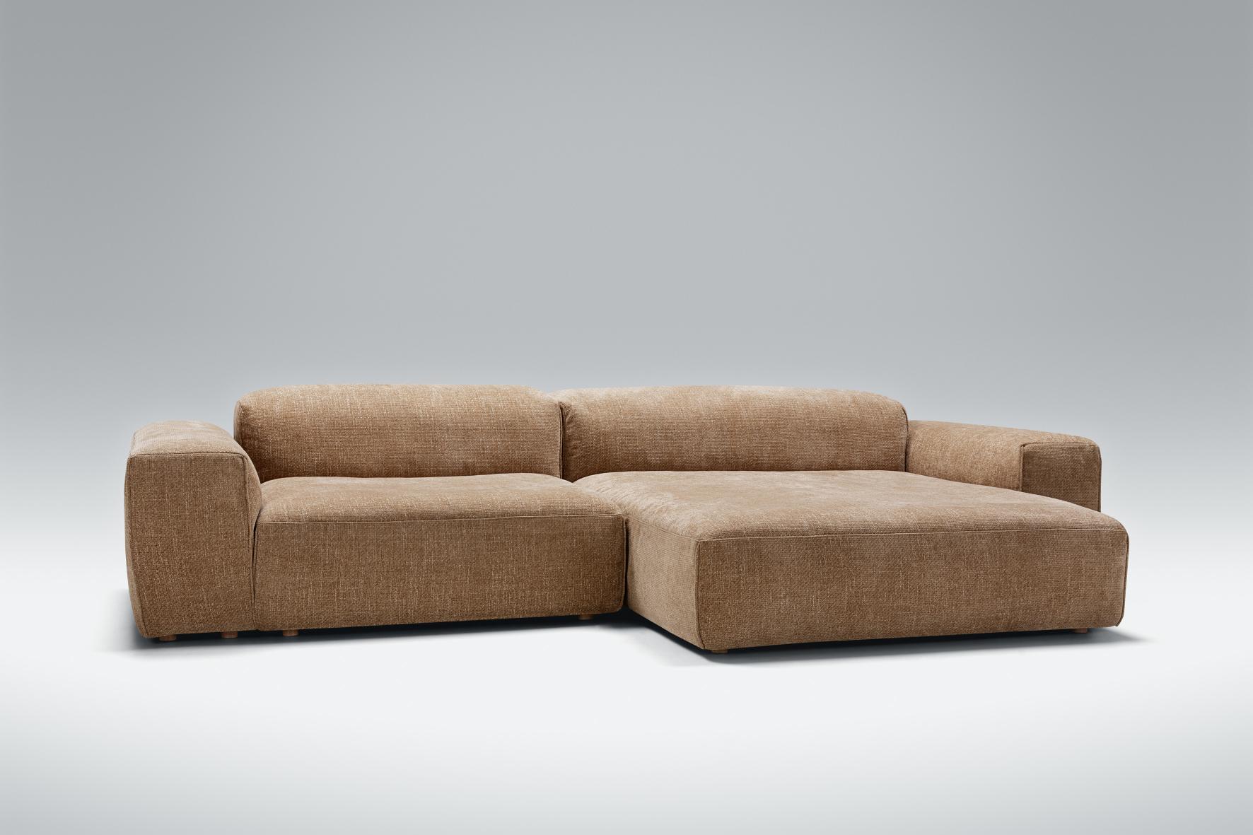 Seatlife Sofa in Braun, modernes Ecksofa mit Ottomane und Stoffbezug für Wohnzimmer.