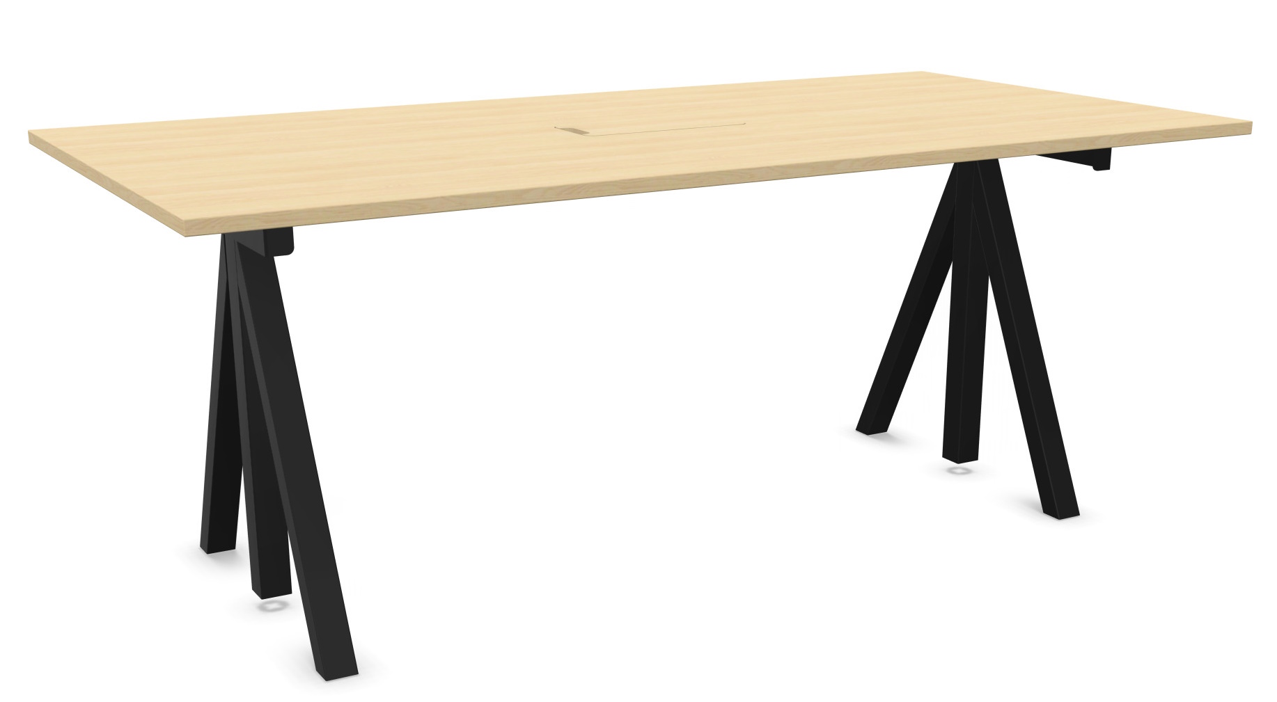 Wordesk Table Schreibtisch von String Furniture mit heller Tischplatte und schwarzem, modernem Gestell.