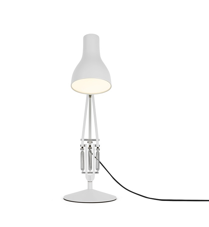 Anglepoise Type 75 Tischleuchte in Alpinweiß, moderne Schreibtischlampe mit verstellbarem Arm und hellem Licht.