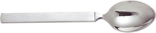 Nahaufnahme eines Löffels aus dem Alessi Dry Besteckgarnitur, Edelstahl, modernes Design.