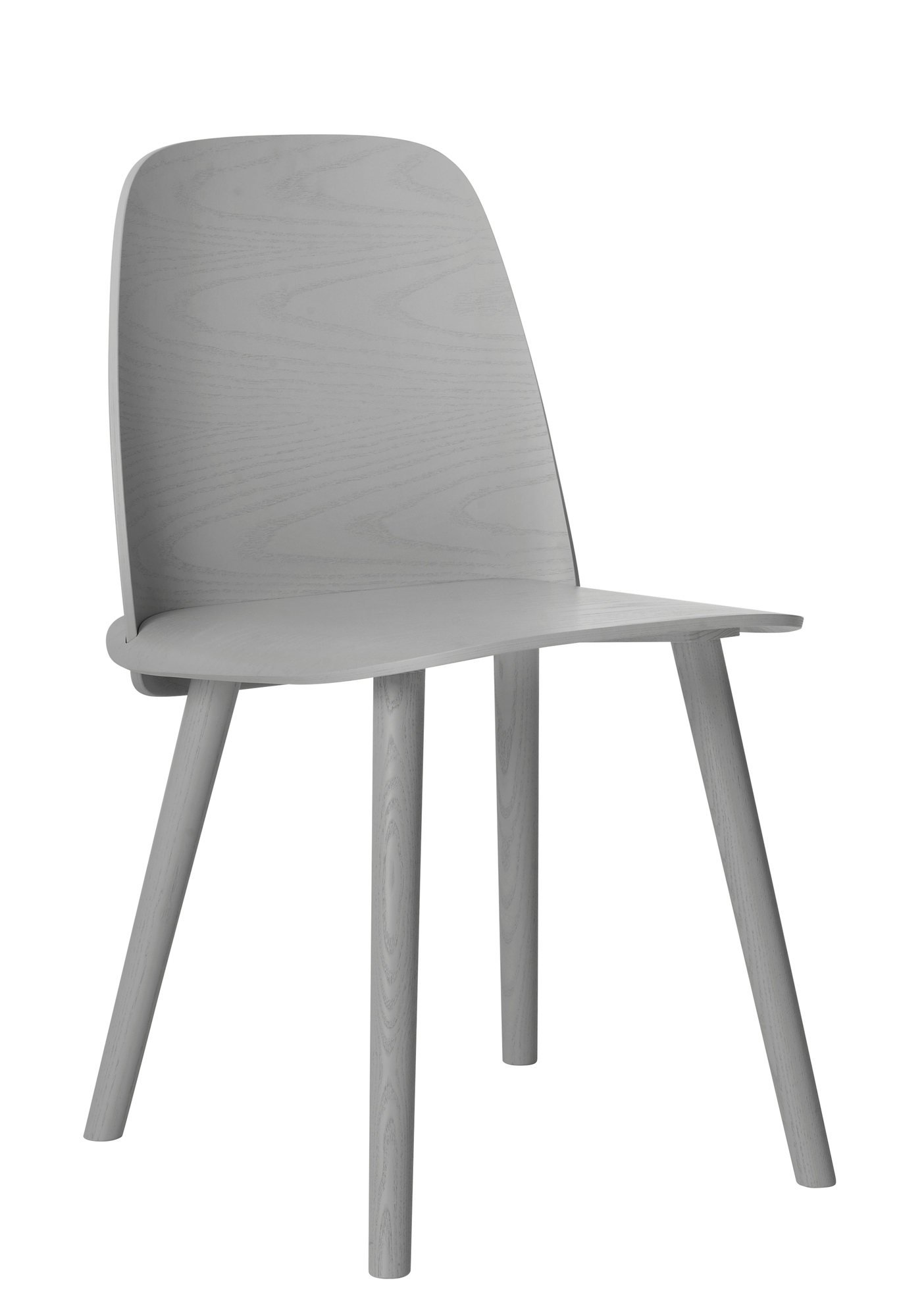 Muuto Nerd Chair Stuhl aus Eschenholz, hellgrau, modernes skandinavisches Design für Esszimmer und Büro.