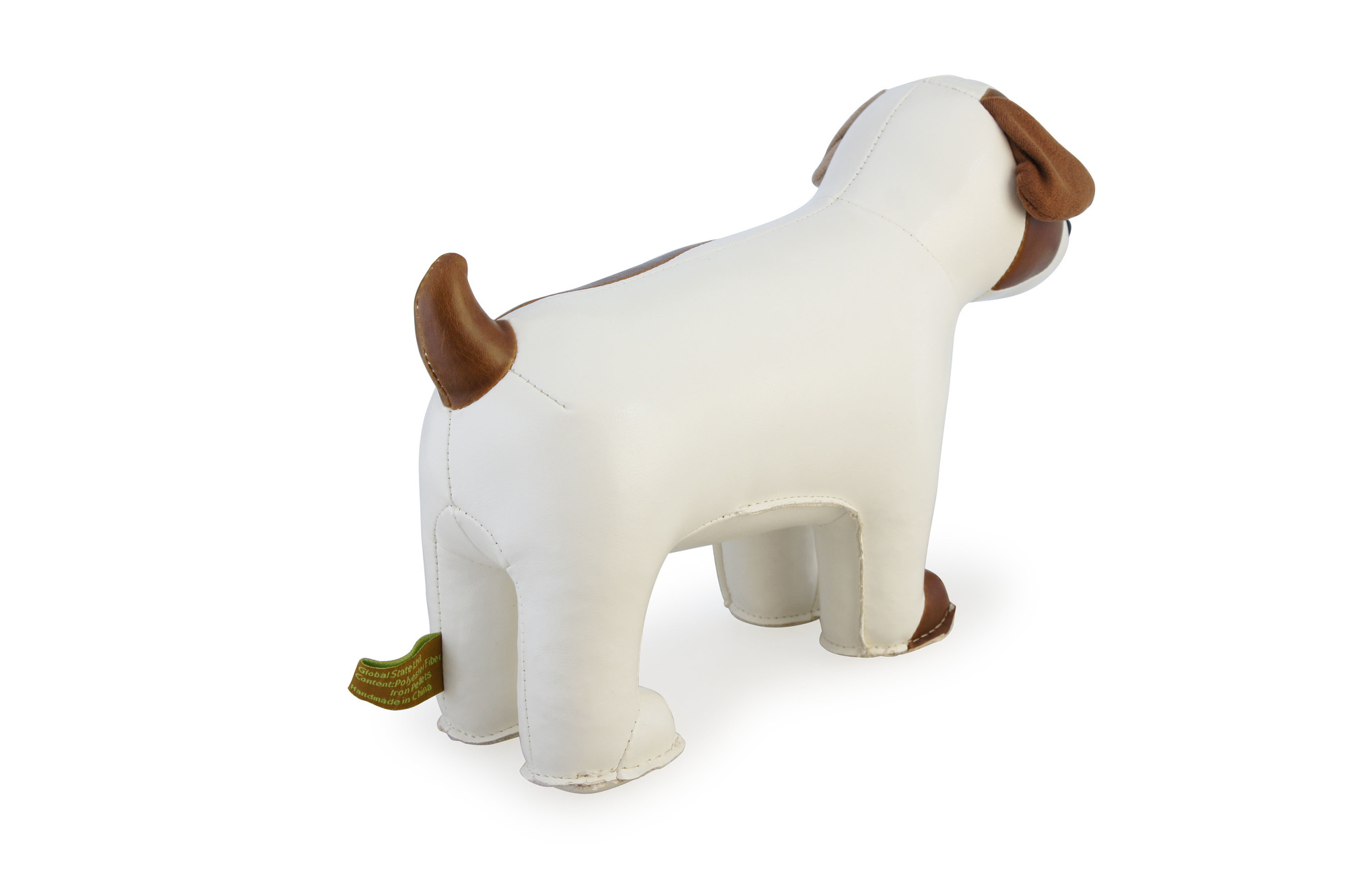 Buchstütze in Hundeform: Weiß-brauner Russel Terrier von Züny, dekorative Buchstütze für Kinderzimmer.
