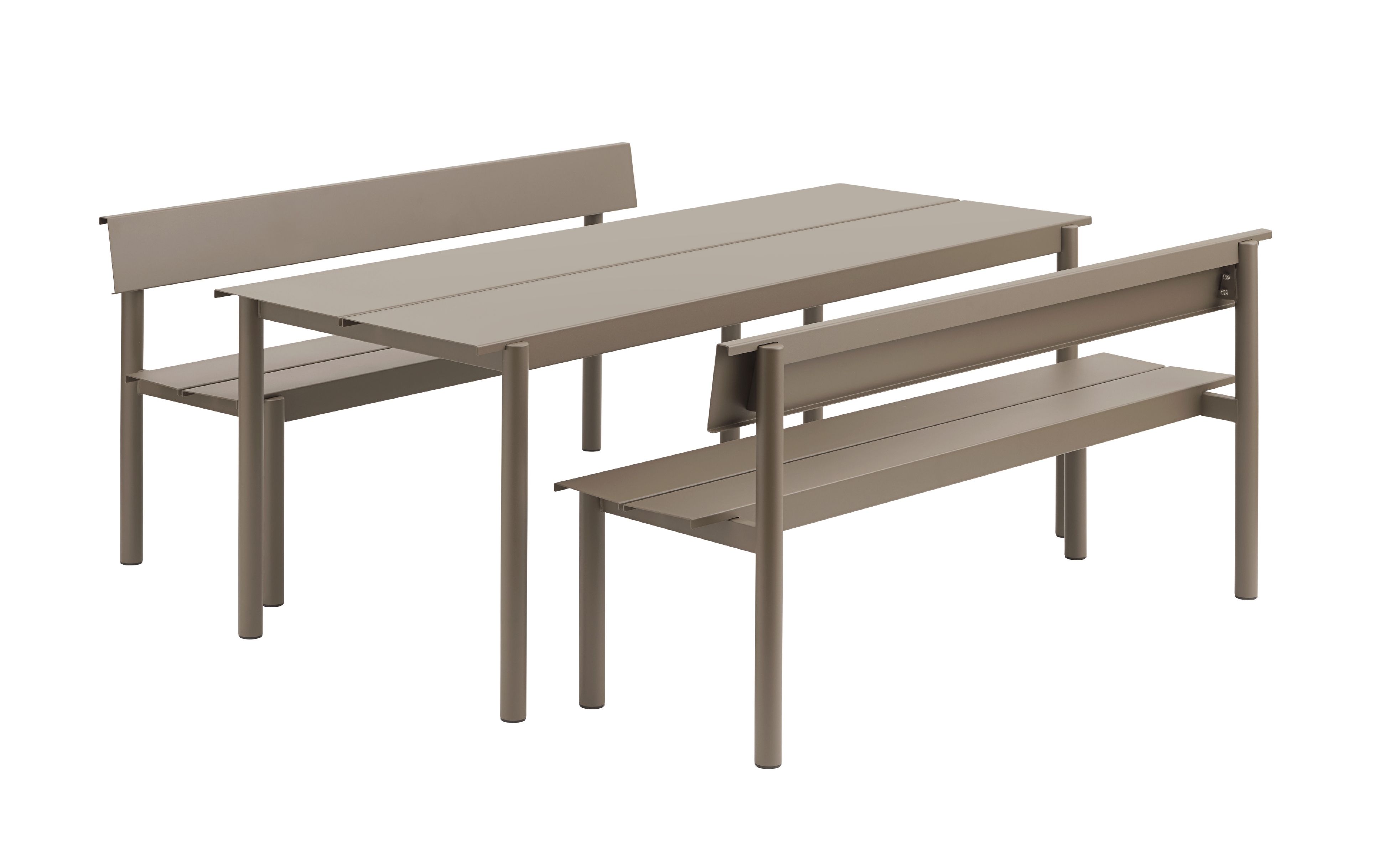 Linear Steel Bench: buitenbank met rugleuning 170 x 34 cm Muuto