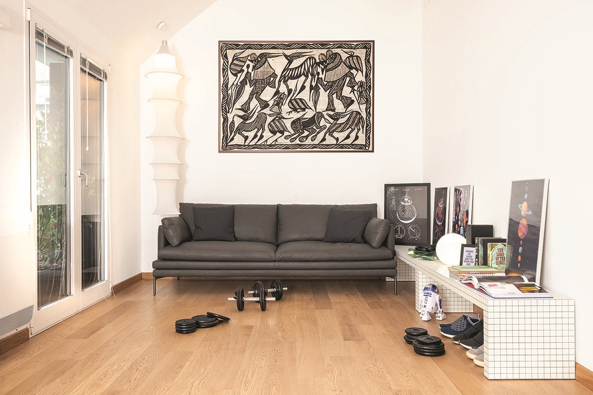 Quaderna wandtafel en bank van Zanotta